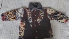 Pampolina Toddler Girls 86 Boho Patchwork Corduroy Jacket Faux Fur Collar (18-24