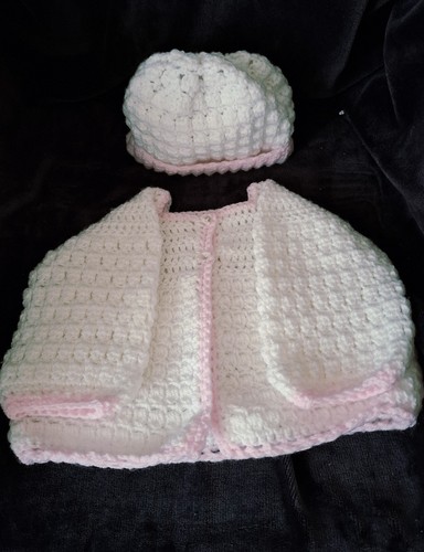 Hand crochet baby matinee coat - hand,