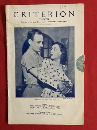 Criterion theatre programme - theatre,