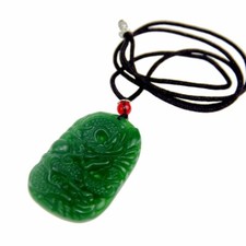 Green Natural Jade Pendant Dragon Jade Statue Amulet jade Necklace Hand Carving
