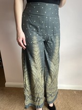 Patterned Wide Leg Trousers Flared Baggy Long Hippy Boho High Waist