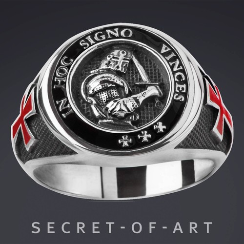 Knights templar ring silver - knights,