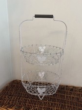 Vintage White Wire 2 Tier Egg