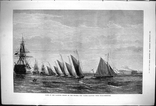 Old 1875 yachting - season, river