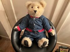 Large 20" cream vintage fully jointed teddy bear in outfit
