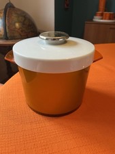 Fantastic Insulex British Made Orange Plastic Ice Bucket With White Lid