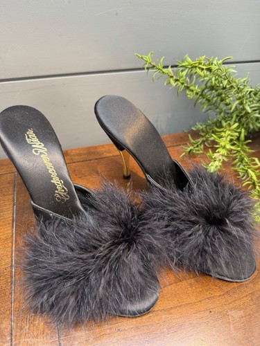 Vtg 70s marabou slippers - 70s,