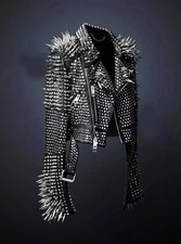 Men's Black Punk Full Silver