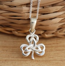 Solid 925 Sterling Silver Irish Shamrock Trinity Knot 3-Leaf Clover Celtic Charm