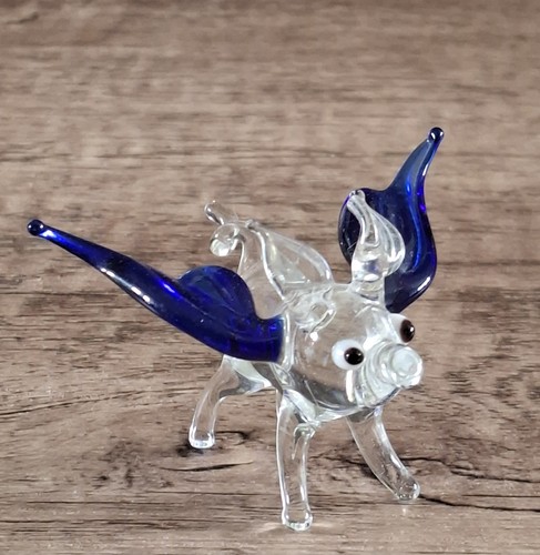 Miniature glass flying pig - glass,