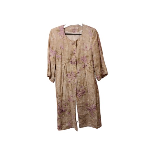 Cabbages roses linen coat - linen,