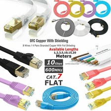 RJ45 Cat7 Ethernet Network LAN Cable Gold Plated Ultra-thin Flat Patch Lead Lot