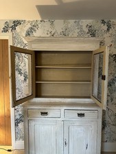 Shabby Chic French Dresser In Distressed Off White With Mesh Doors