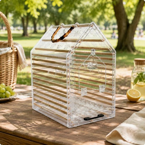 Pet bird transport - cage, bamboo
