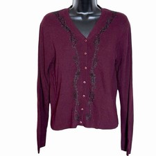 VTG 90s BABETTE BALINGER EMBROIDERED CARDIGAN WHIMSIGOTH FAIRY GRUNGE COTTAGE L