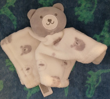 Primark Baby Grey & White Teddy Bear Comfort Blanket Baby Comforter Snuggle Toy