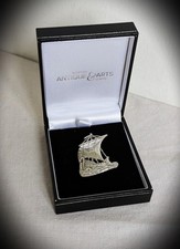 Antique Scottish Iona Silver Celtic Viking Ship Brooch John McGilvray  Oban 1927