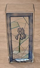 ALIGRAPH DESIGNS FLORAL STAINED CLEAR GLASS RECTANGULAR VASE HOME DECOR
