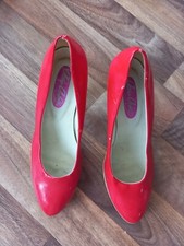 Red stilettos high heel shoes 5.5UK 38.5EU dressy fun cosplay unique cork shiny