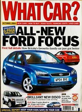 WHAT CAR? MAGAZINE OCT-2004 - Peugeot 206 GTi HDi, Ford Focus, BMW 318d, Ford GT