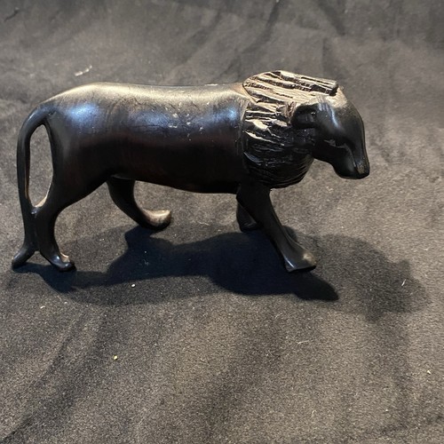 Hand carved ebony wood lion - ebony,
