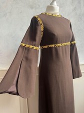 Vintage BERKERTEX MAYFAIR 1970's Brown Gold Jewel Boho Medieval Maxi Dress 10