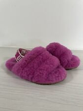 Kids Girls Pink Uggs Fluffy Slipper Shoes Slingback UK 8 EU 26 Fluff Yeah Slide