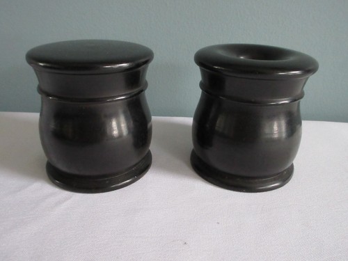 Antique ebony lidded pot - antique,