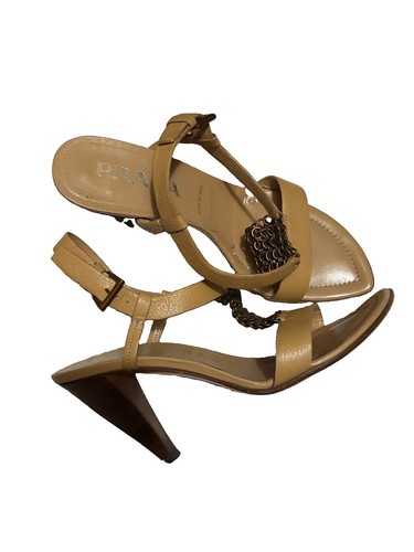 Prada chain tan heeled - chain, sandal