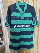 BIN Kooga Mens Size S Rugby Shirt Jersey Green & Black 100% Polyester Straumann