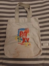 Roxy Beige Canvas Tote Bag Beach Bag Surf 0230