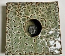 Studio Art Japan Style Ikebana Vase Flower Frog Green Celedon Glazed Pottery 5"