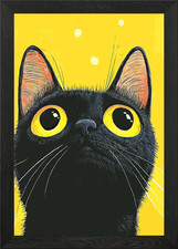 Black Cat with Big Eyes Framed