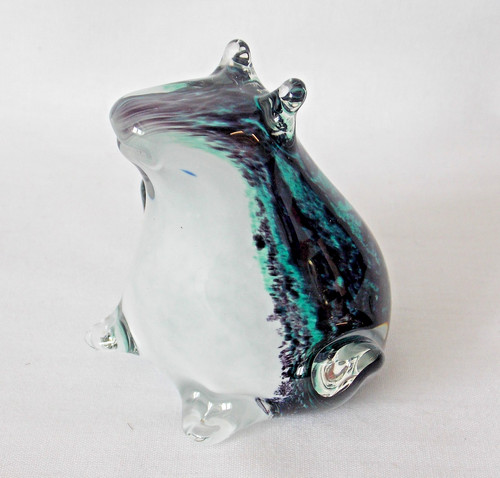 Vintage art glass frog - glass,