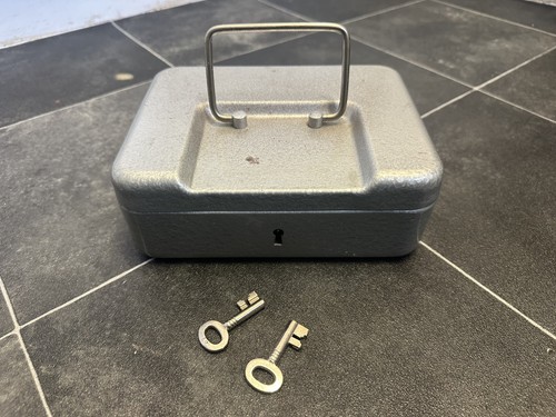 Vintage metal cash box with - vintage,