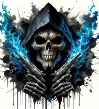 BLUE FLAME SKULL CAR Decal