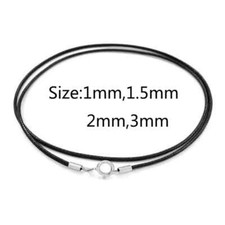 BLACK  BRAIDED PU LEATHER CORD  ROPE  NECKLACE SILVER PLATED CLASP