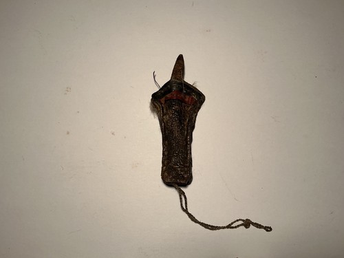 Vintage tibetan leather needle - leather,