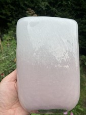 20th Century Large Rectangular Art Glass Vase Opaque Mottled Pink White 8 Inch