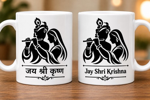 Radha krishna ceramic mug - krishna,