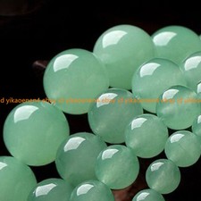 4/6/8/10/12MM Natural Smooth Light Green Jade Round Gemstone Loose Beads 15''