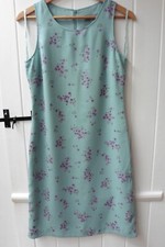 Amaranto Summer Shift Dress Green with Pink Flowers ~ Size 10