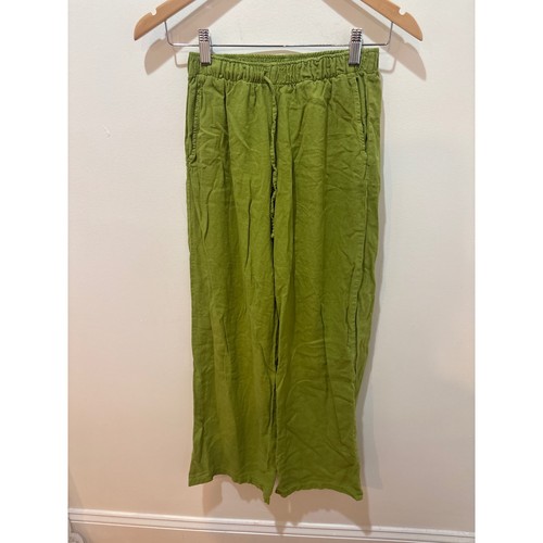 Subdued lime green linen blend - subdued,
