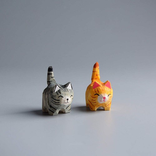 Handmade wooden cat figurine - cat,
