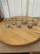 Vintage London Landmark Shot Glasses – Set of 6 – Gold Rim Collectable Souvenir