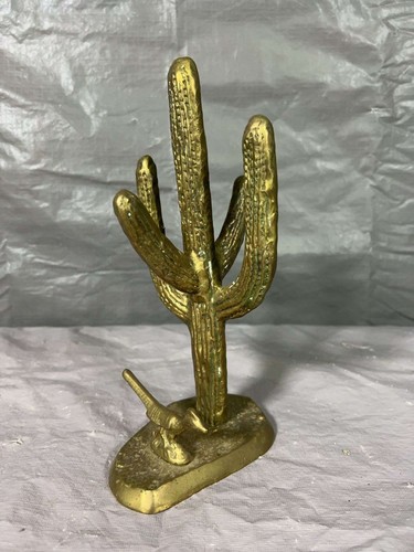 Vtg solid brass cactus and - ,