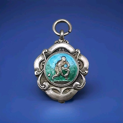 Sterling silver enamel fob - sterling, &