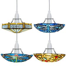 Tiffany Style Retro Stained Glass Ceiling Light Shade Easy Fit Pendant Lampshade