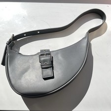 Grey Unique Shape Bucket Bag Shoulder Handbag Women’s Fashion Belt Accent