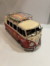 Original Licensed Vw Tin  Camper Van Bus with surf boards metal 70s Collectible